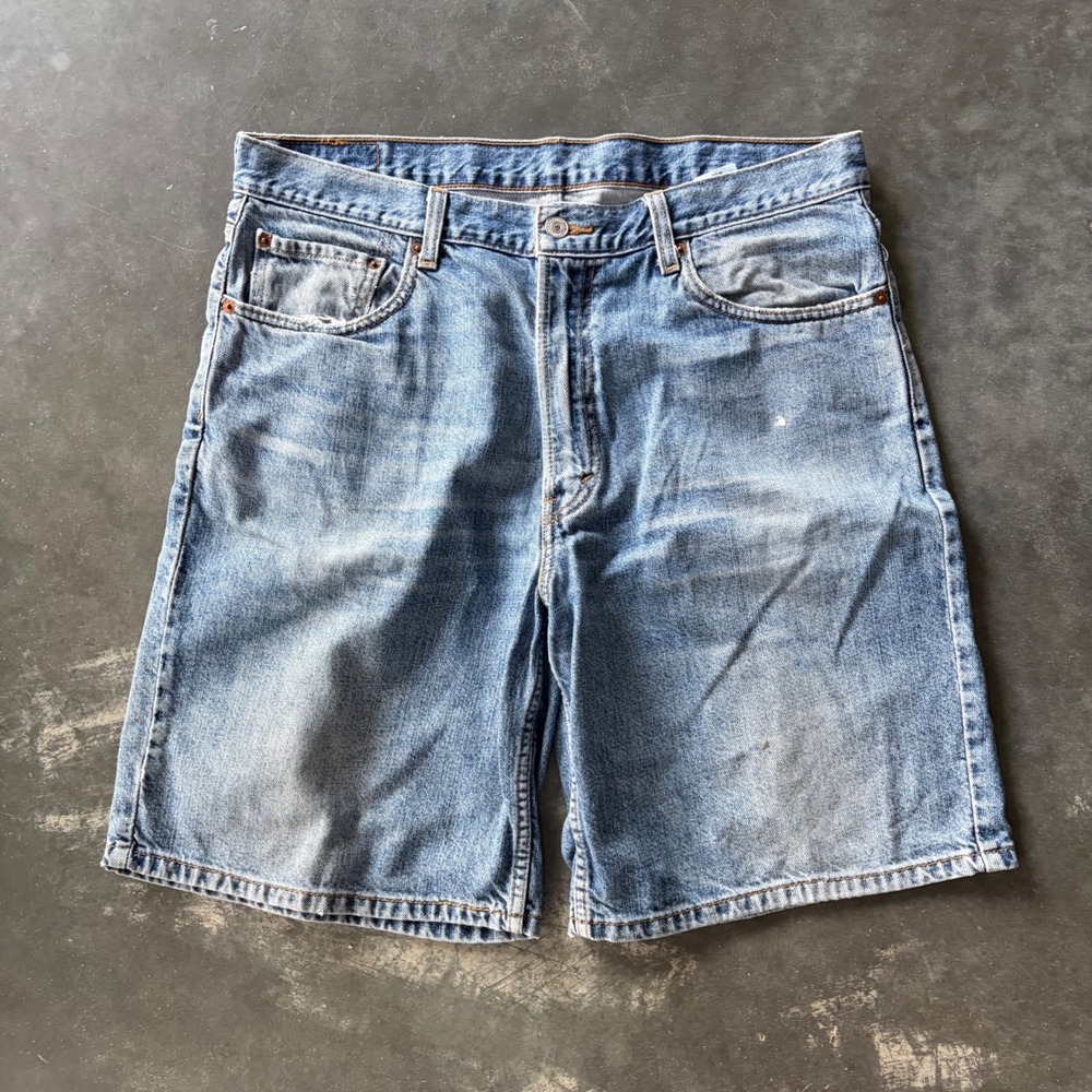 Vintage Levis 550 Relaxed Fit Denim Jean Shorts Light Wash Mens 36